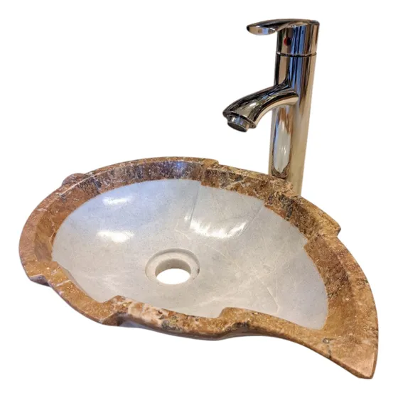 Ovalin Lavabo Hoja Combinad Mediano Onix Marmol Blanco Negro