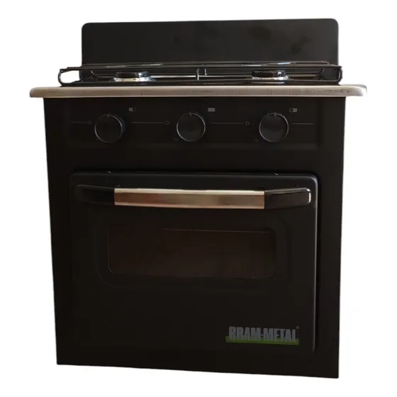 Anafe Cocina 2 Hornallas Con Horno Bram Metal G/e Motorhome Color Negro