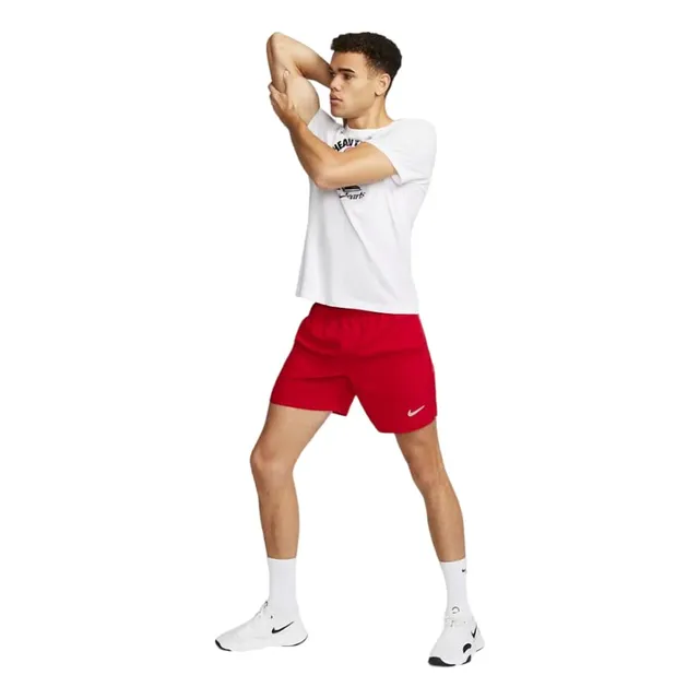 Pantalon Corto Para Correr Forro Hombre Rojo Universitario -