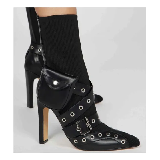 Botines Rockeros Negros Con Estoperoles