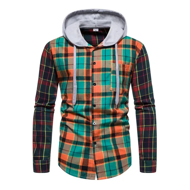 Chaqueta Franela Acolchada Manga Larga Para Hombre Capucha