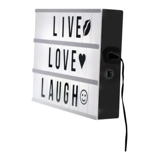 Caja De Luz Led Lightbox A4 Pizarra Con Letras Y Emojis Color de la luz Negro