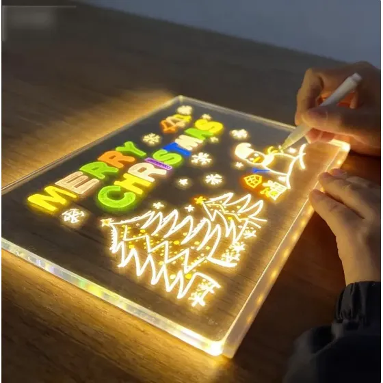 Pizarra Acrílica Led Para Dibujo Y Mensajes Navideños Transparent
