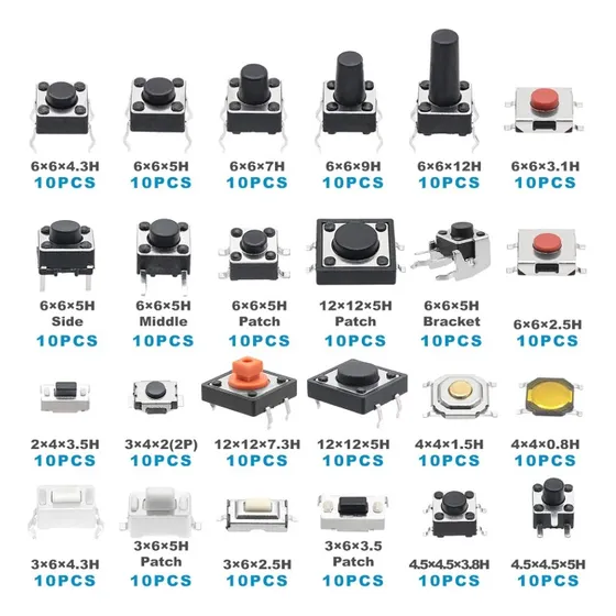 240 Kit Interruptores Pulsadores Táctiles Micro Momentáneos