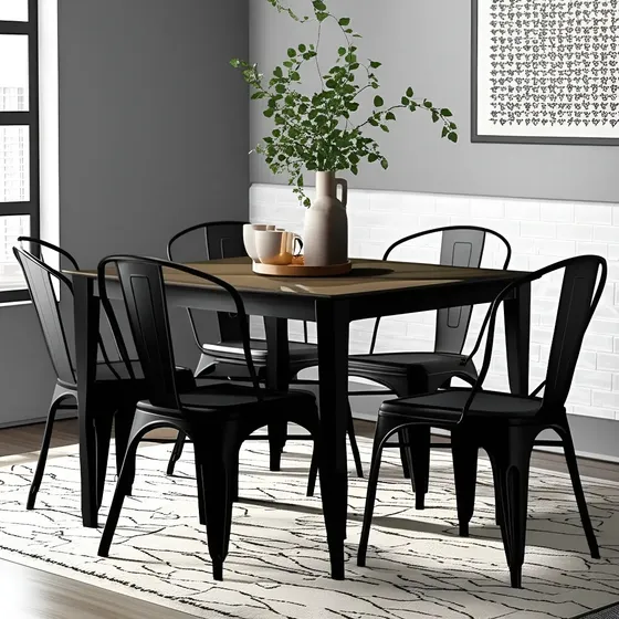 Pack 4 Silla Tolix Vintage Negro Estructura De La Silla 52751 - Negro | Cuotas sin interés