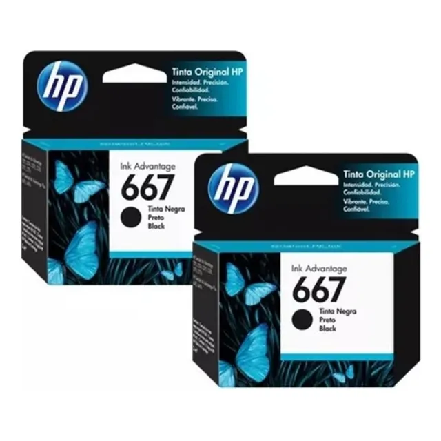 Combo De 2 Tintas Hp 667 Advantage Color Negro Original. 