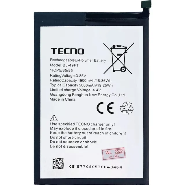 Bateria Pila Tecno Spark 5 / 5 Pro / 6 Go Bl-49ft 4900 Mah