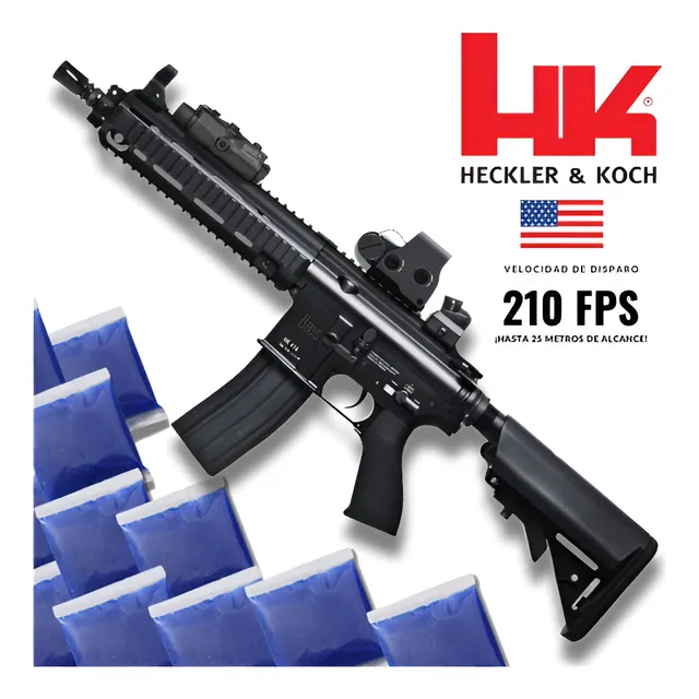 Pistola Rifle M4 Lanzador Hidrogel Potente 11.1v Negro