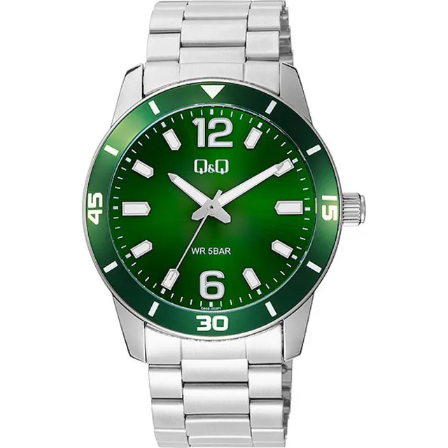 Reloj De Hombre Q&q Sumergible De Acero Fondo Azul Lujoso