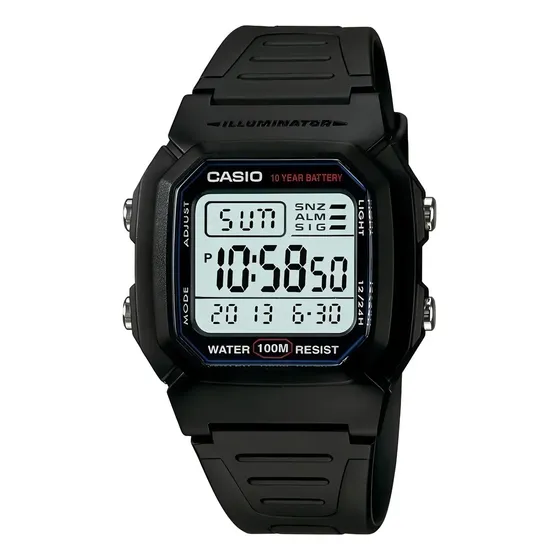 Reloj pulsera Casio Digital con correa de resina color negro - fondo blanco | Cuotas sin interés