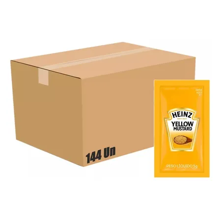 Molho De Mostarda Yellow Em Caixa Com 144 Sachês De 5g Heinz