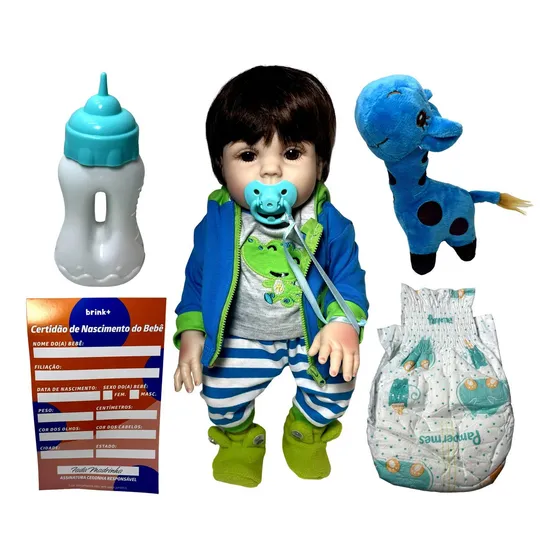 Boneco Bebê Reborn Real Realista Menino Fred Recém Nascido Com Cabelo E Acessórios Corpo Muito Detalhado Lindo Parece De Verdade Resistente À Água Pode Dar Banho