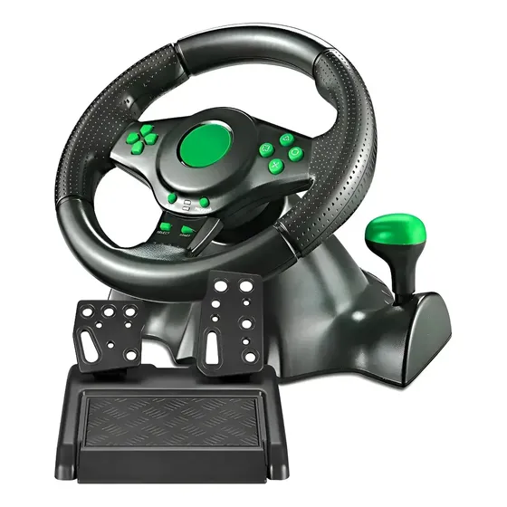 Volante Palanca Y Pedales Xbox 360 / Ps2 / Ps3 / Pc 4en1 Verde Claro