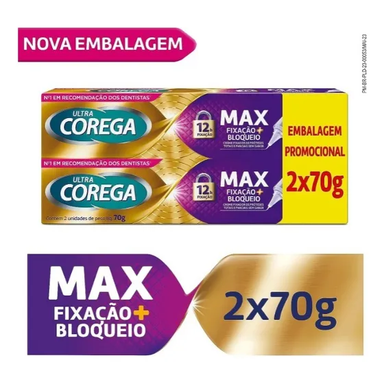 Kit C/2 Ultra Corega Creme Sem Sabor 68g Super Oferta