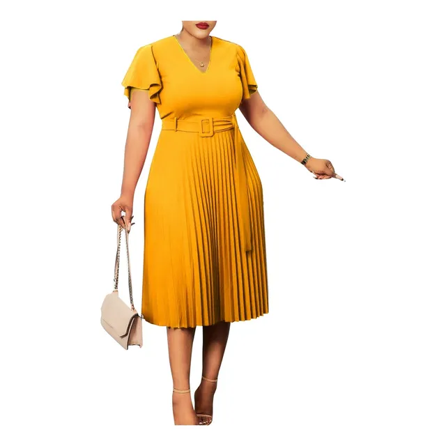 Vestido Feminino Africano Plus Size Com Babado Manga Curta M
