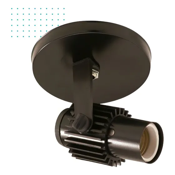 Suporte Lâmpada Spot Aletado Direcionável E-27 Preto 127/220V