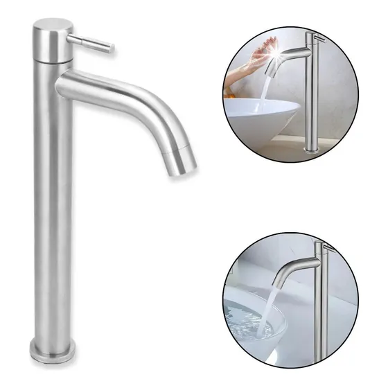 Grifería Lavamanos Poste Alto Para Agua Fría Metal