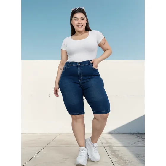 Shorts Jeans Bermudas Elastizado Talles Especiales 