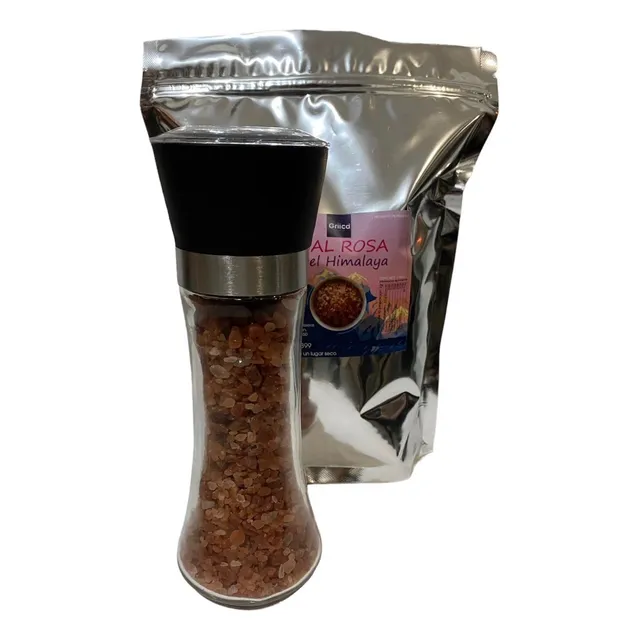 1.5 Kg Sal Rosa Del Himalayo Grano + Molino Con 220 Grs Sal