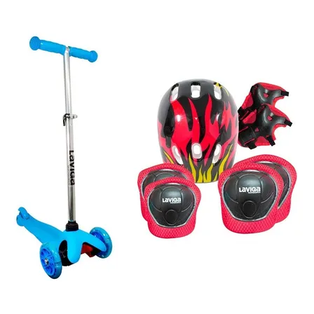 Scooter Patín Diablo Infantil+casco Protecciones 3 6 Años