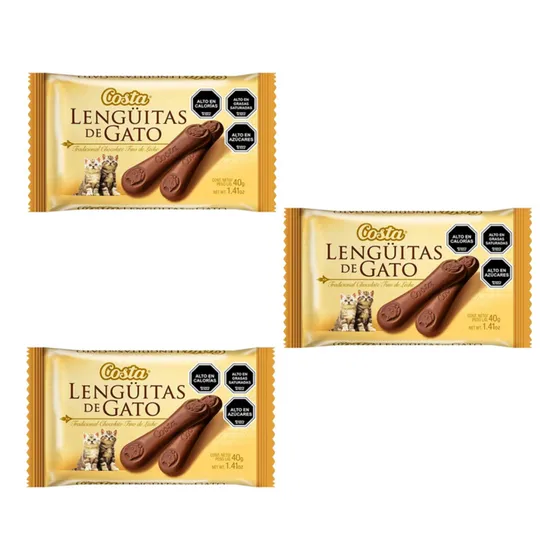 Chocolate - Lenguitas De Gato Costa (pack Con 3 Unidades)