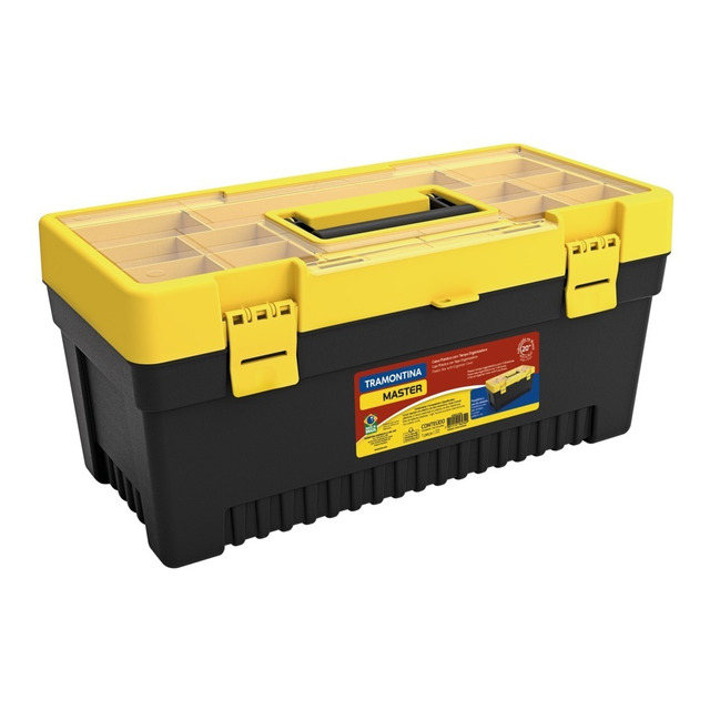 Caixa Plástica P/ Ferramentas 20'' C/ Tampa Org. Tramontina Cor Preto/amarelo Caixa Plástica P/ Ferramentas 20'' C/ Tampa Org. Tramontina Cor Preto/amarelo