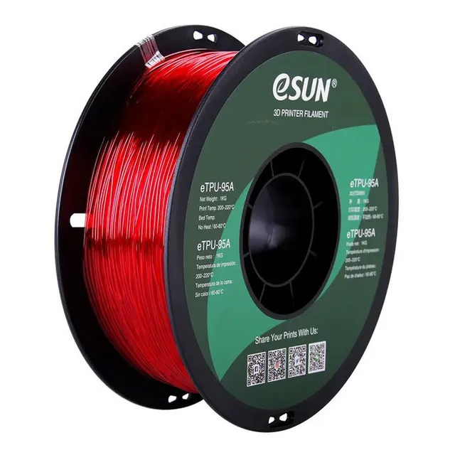 Filamento Impresora 3d Esun Tpu Rojo-transparente 1kg