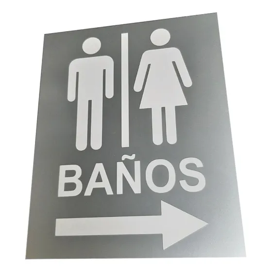 Letrero Baños Flecha Derecha Letrero Cartel Publico Servicio