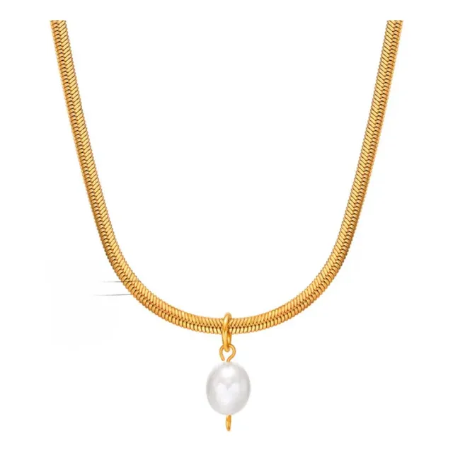 Collar De Mujer Geométrico Con Perla De Imitación Enchapado