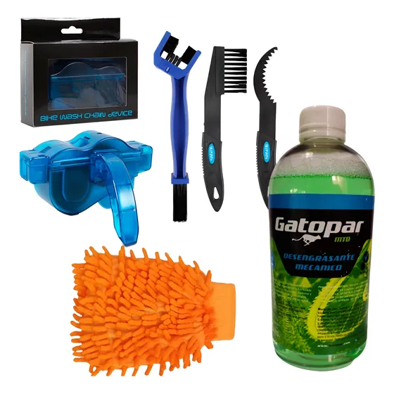 Kit Limpia Cadena + Desengrasante + Cepillos Bici. 