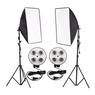 Kit 2 Softbox Soquete E27 Quadruplo 50 X 70 + 2 Tripés 2m Kit 2 Softbox Soquete E27 Quadruplo 50 X 70 + 2 Tripés 2m