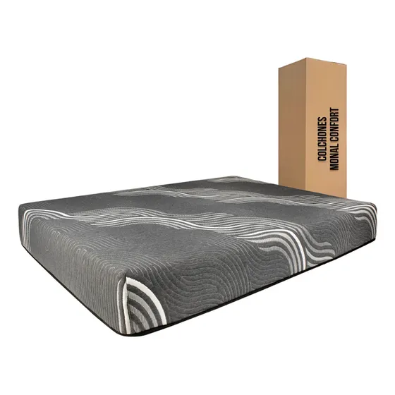 Colchon Queen Size Slim Grey Monal Confort Con Memory Foam