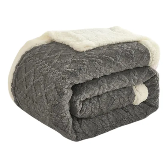 Frazada Con Chiporro, 2 Plaza Relieve Gris Relieve