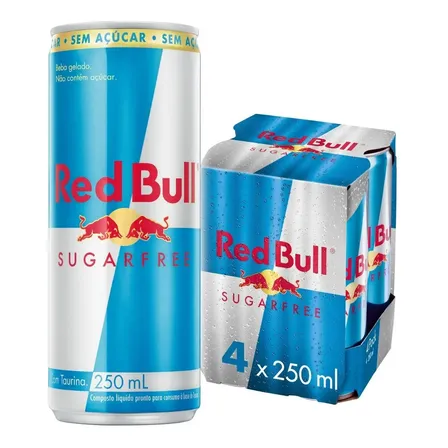 Red Bull Energético, Sugar Free, Sem Açúcar, 250ml, 4 Latas