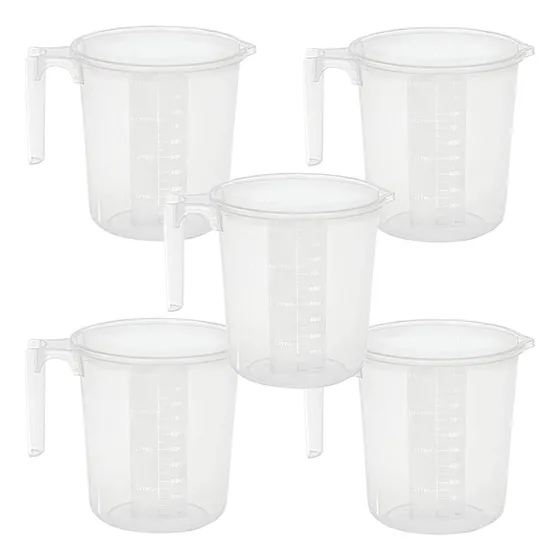 Kit 5 Jarras Medidoras Plastica 1 Litro Graduada Atóxica