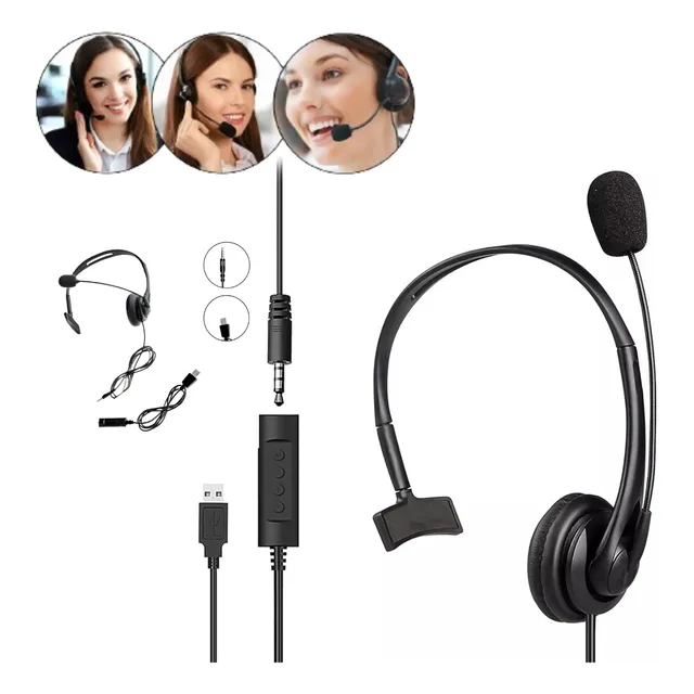 Fone De Ouvido Headset Telemarketing P2 Usb Callcenter