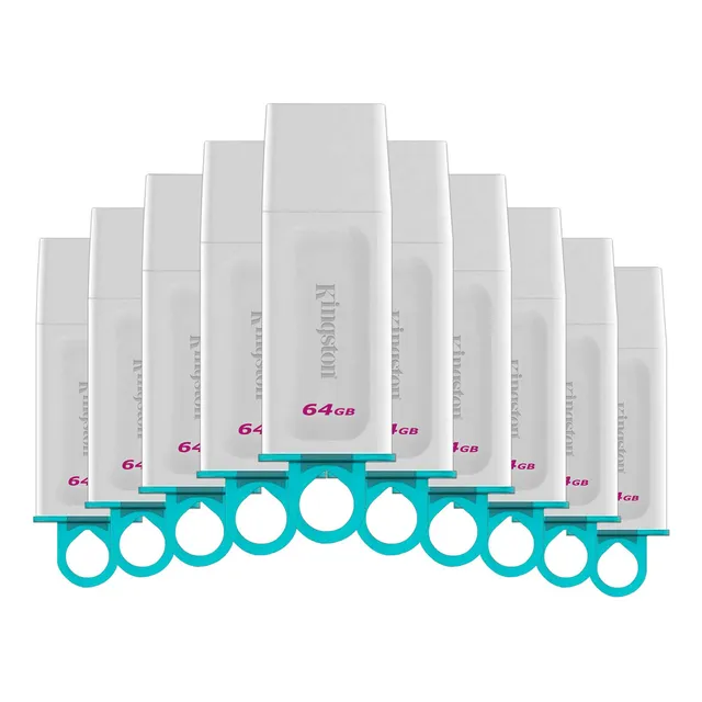 Kit 10 Memoria Usb 64gb Kingston Exodia 3.2 Blanco/azul Color Blanco