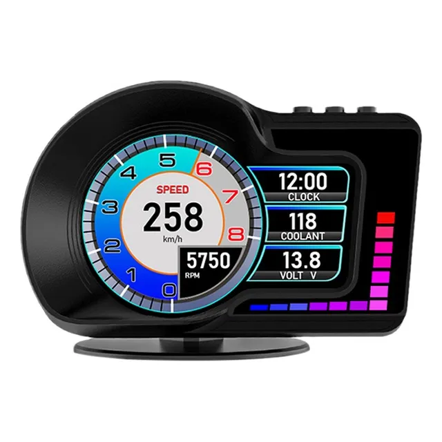 Hud Obd2+gps Velocímetro Tacômetro Medidor Multi Carro
