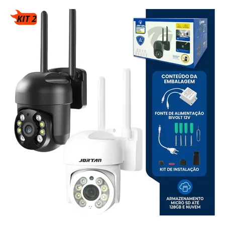 Kit 2 Câmera De Segurança Wifi Ptz 360° Ip66 Visão Colorida