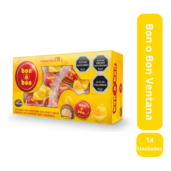 Arcor Caja Bombón Leche 15 Unidades Bon O Bon 210gr