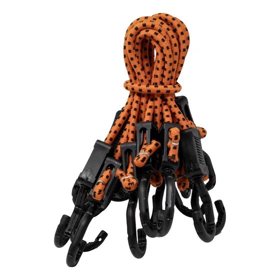 Cuerdas Elásticas Ajustables Con Ganchos Naranja Negro 10 Un