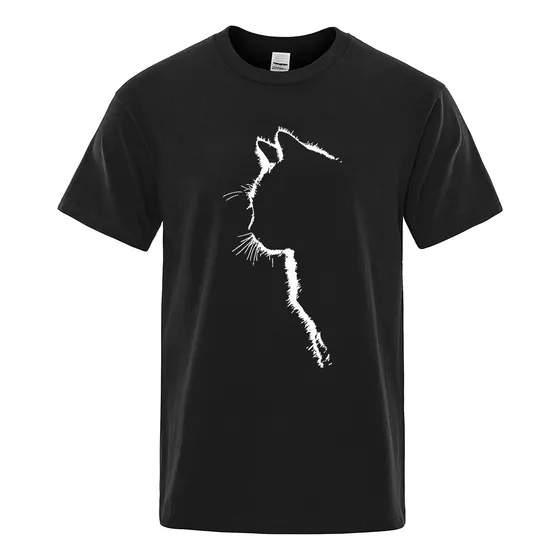 Camiseta Algodão Estampa Cats Sombra Gato Meme Sh