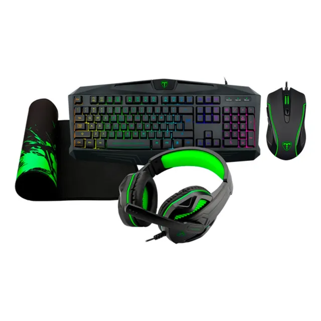 Combo Teclado/ratón/auriculares/mousepad 4 En 1 T-dagger Negro