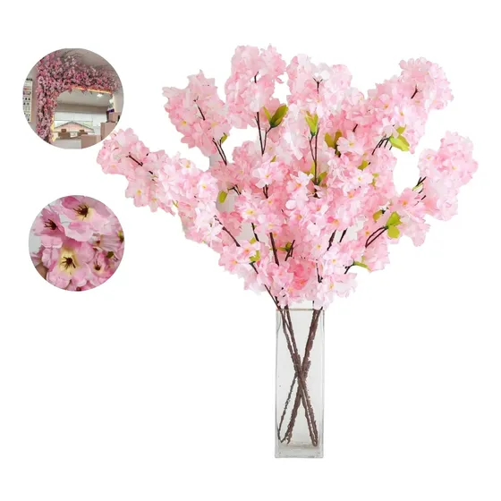 Flor De Cerezo Artificial 4 Ramas Decorar Hogar 01 Metros Un