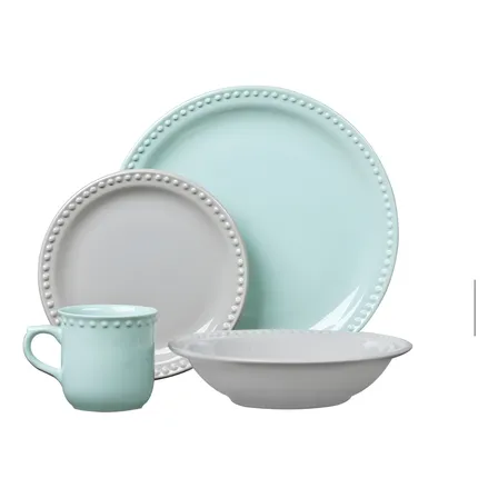 Vajilla De 16 Piezas Mauve Vintage De Cerámica Santa Anita Color Gris