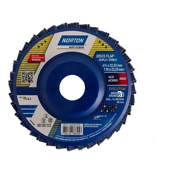 Disco de aba Norton Ø115 Grain 80 para aço inoxidável