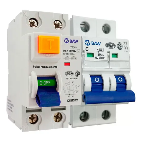 Combo Instalación Baw Termica 25a + Disyuntor 25a Bipolar