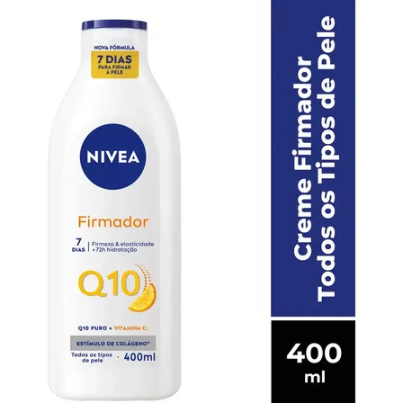 NIVEA Loção Hidratante Firmador Q10 + Vitamina C 400ml, Hidratação Intensa 48h, Pele Firme e Elasticidade, Corporal, Todos os Tipos de Pele
