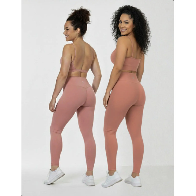 Kit 3 Conjuntos 1 Calça Legging + 2 Top Alça Roupa Feminina