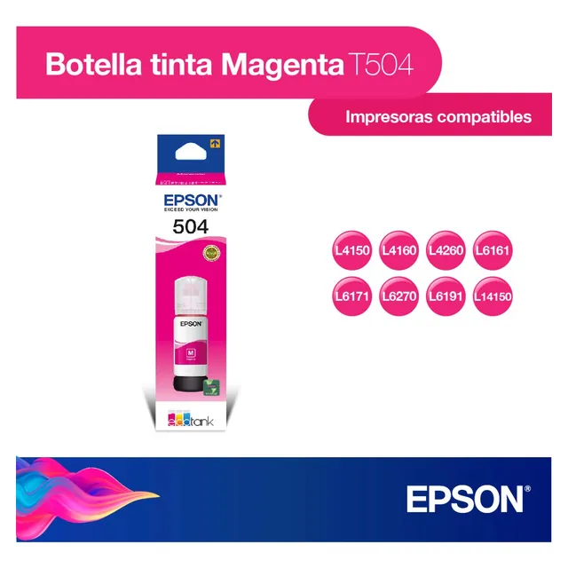 Botella de Tinta Epson T504 Magenta 70mL